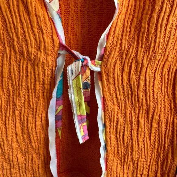 Vintage Canvasbacks Tie Front Textured Jacket Size 6 Art to Wear Silk Trim - Picture 4 of 8